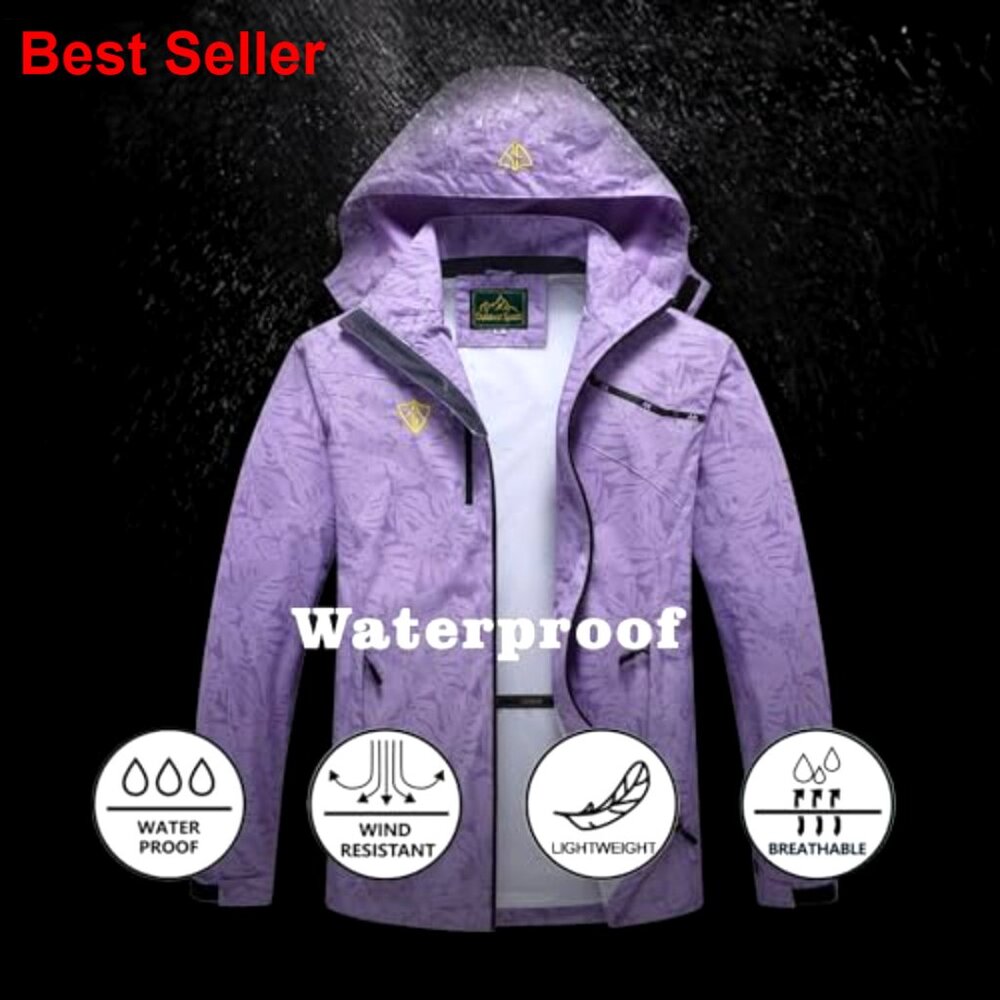 Waterproof Windproof Lightweight Rain Jacket With… - image 3